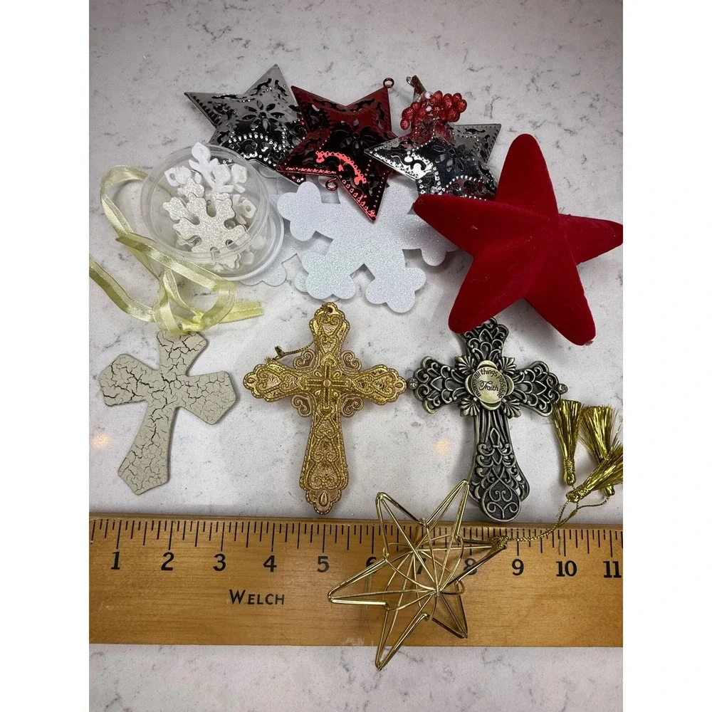 Lot of Christmas Ornaments Cross Snowflake Star Tree‎ Charms Holiday Decor